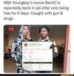 Nba Youngboy Affiliate Ben10 Back in Jail 6 Days After Being Released: Report
