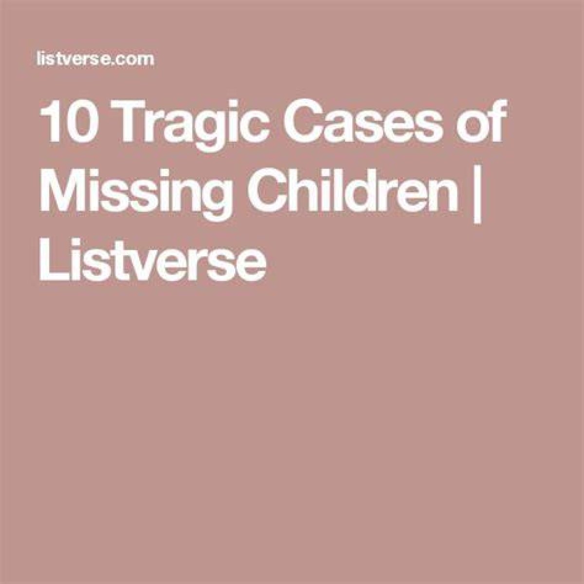 Tragic Developments: the Situation of Missing Child in Ohio Today